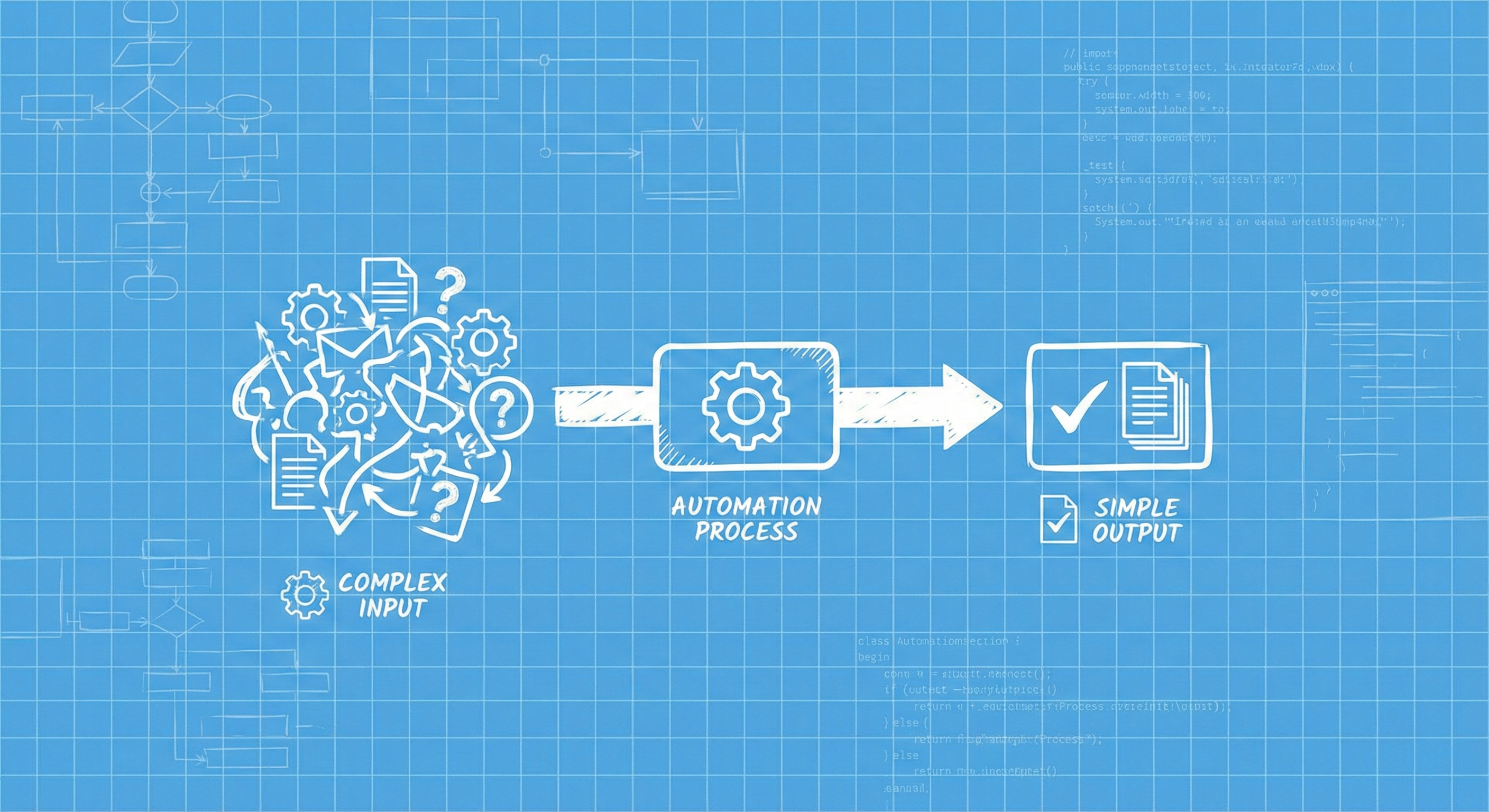 Infographic of Complex Input being turned into Simple Output